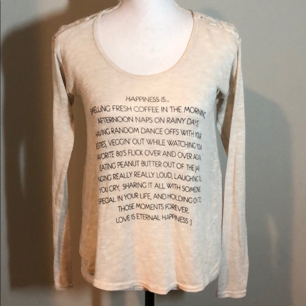 💞 Lace back sweater with graphic quote